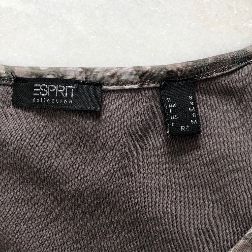 Esprit Gray Pattern Ruffle Top - Picture 6 of 7